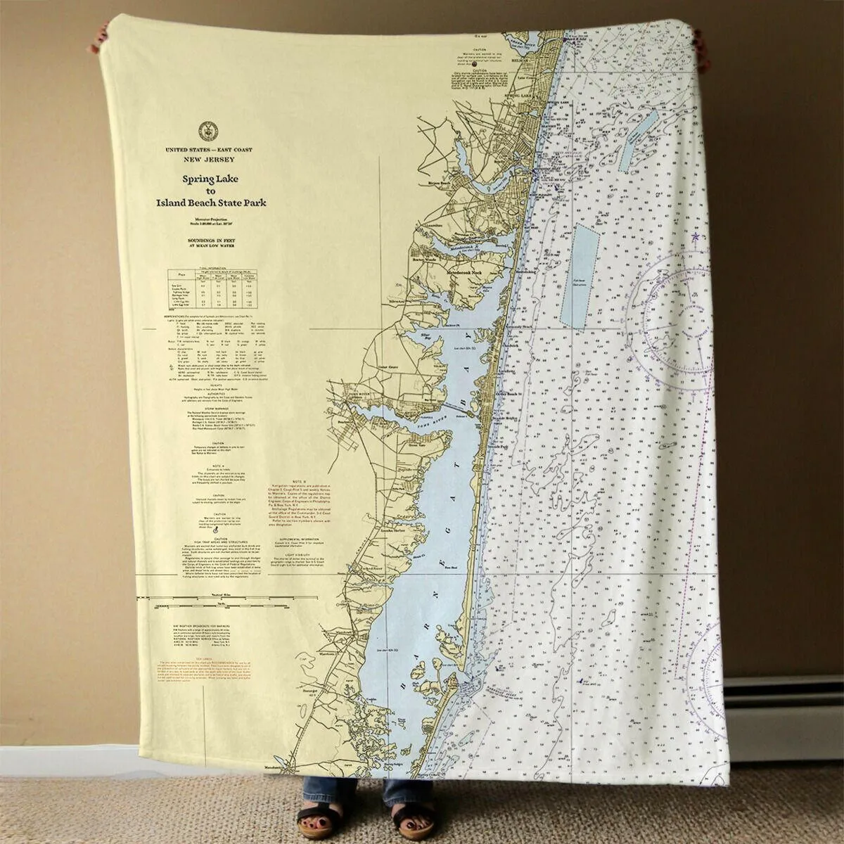 Nautical Chart Blankets, New Jersey Coastal Maps