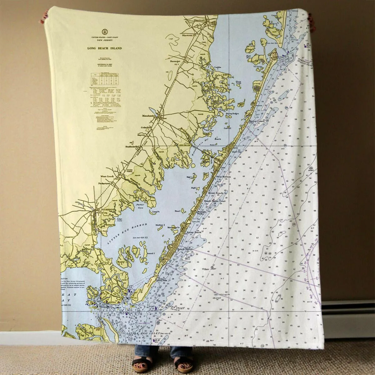 Nautical Chart Blankets, New Jersey Coastal Maps