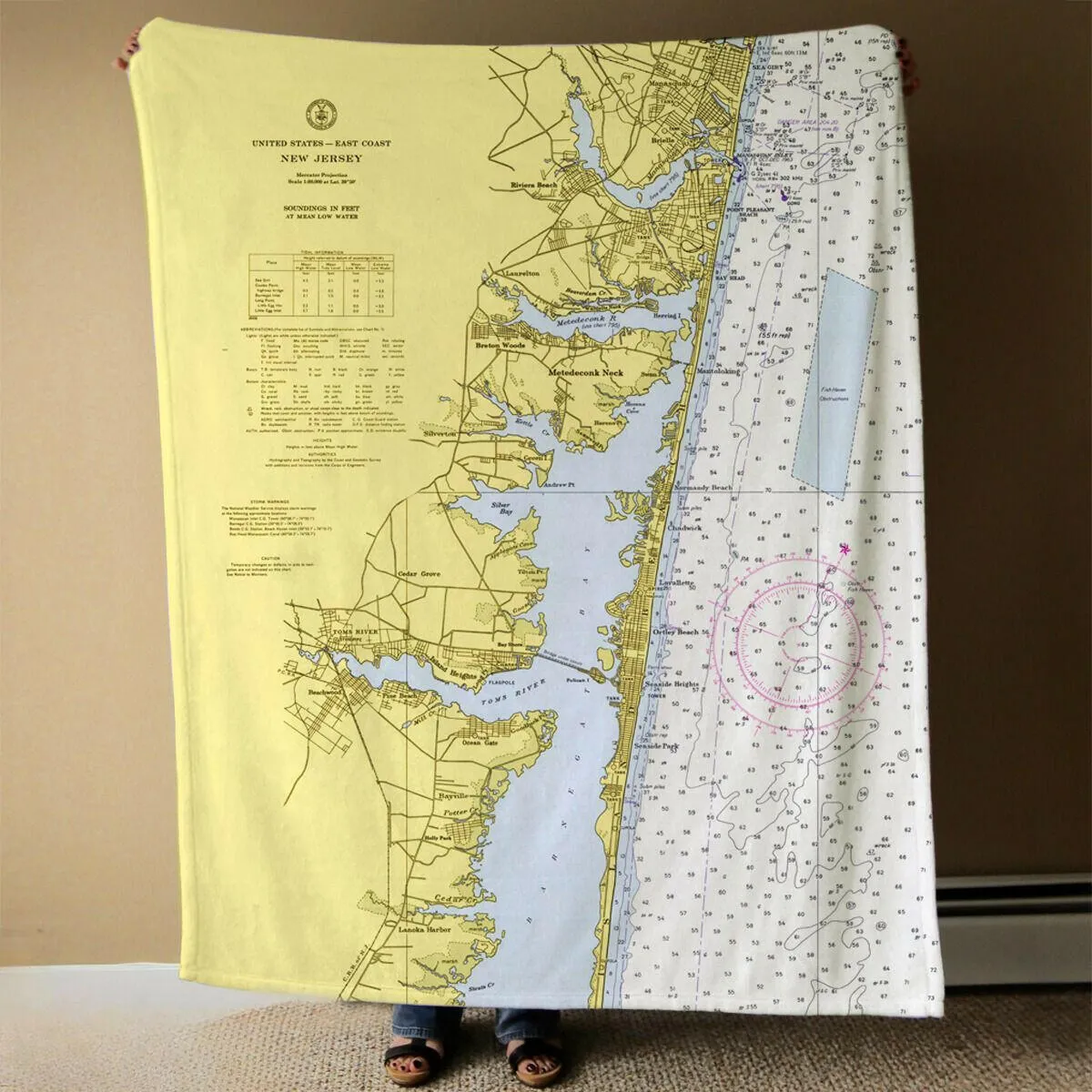 Nautical Chart Blankets, New Jersey Coastal Maps