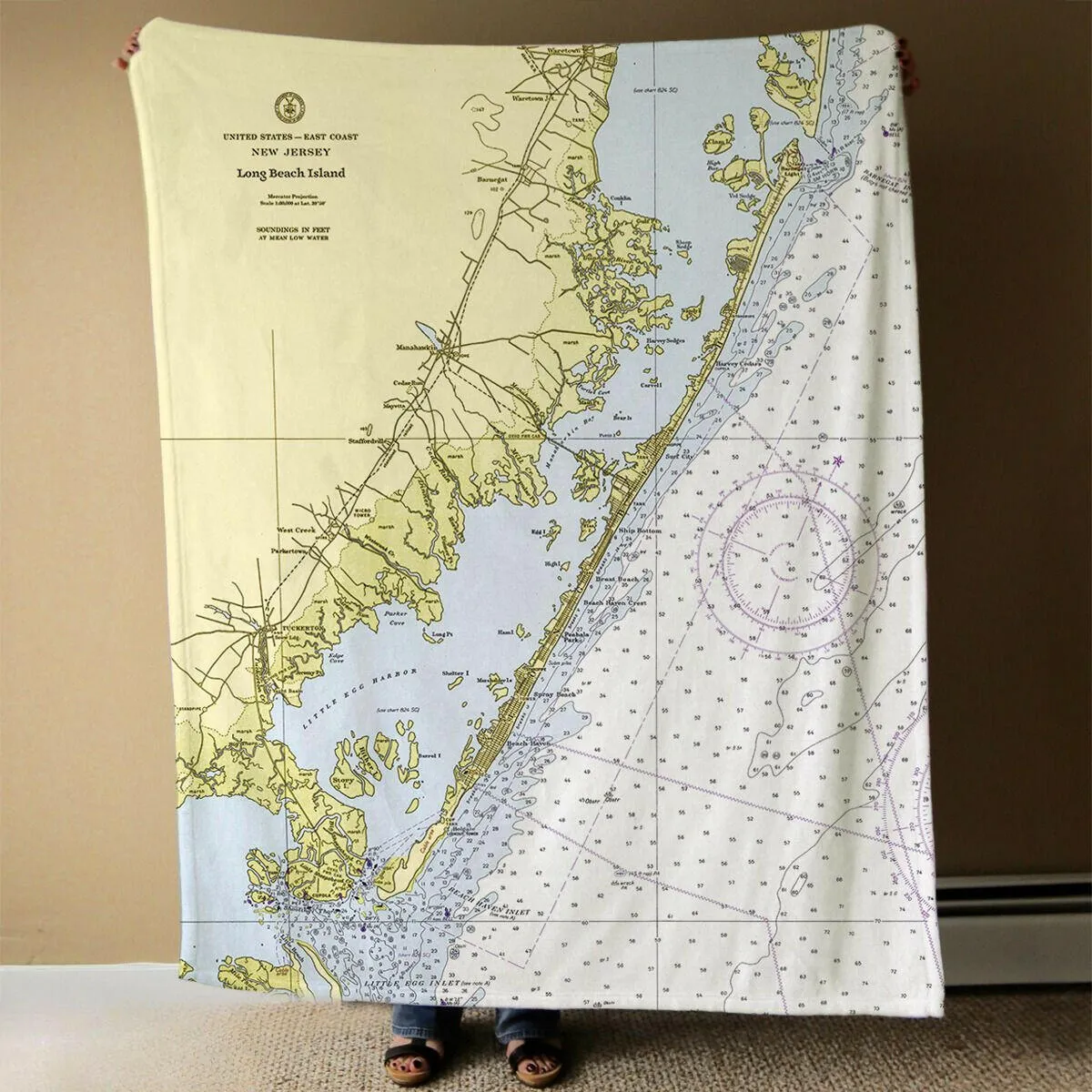 Nautical Chart Blankets, New Jersey Coastal Maps