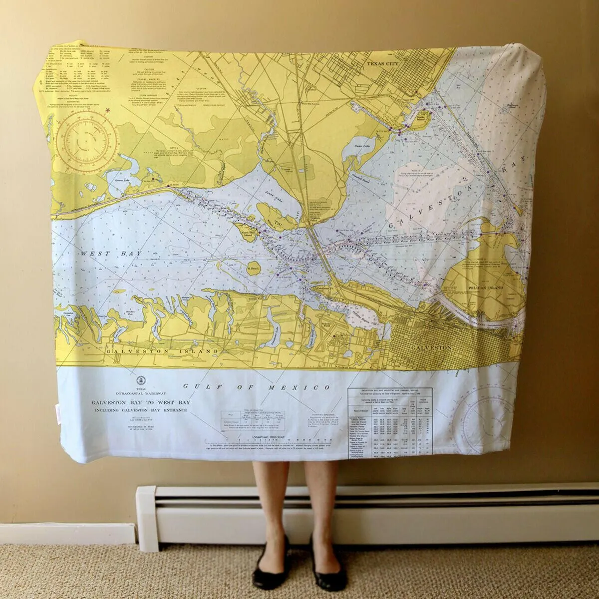 Nautical Chart Blankets, Texas Coastal Maps