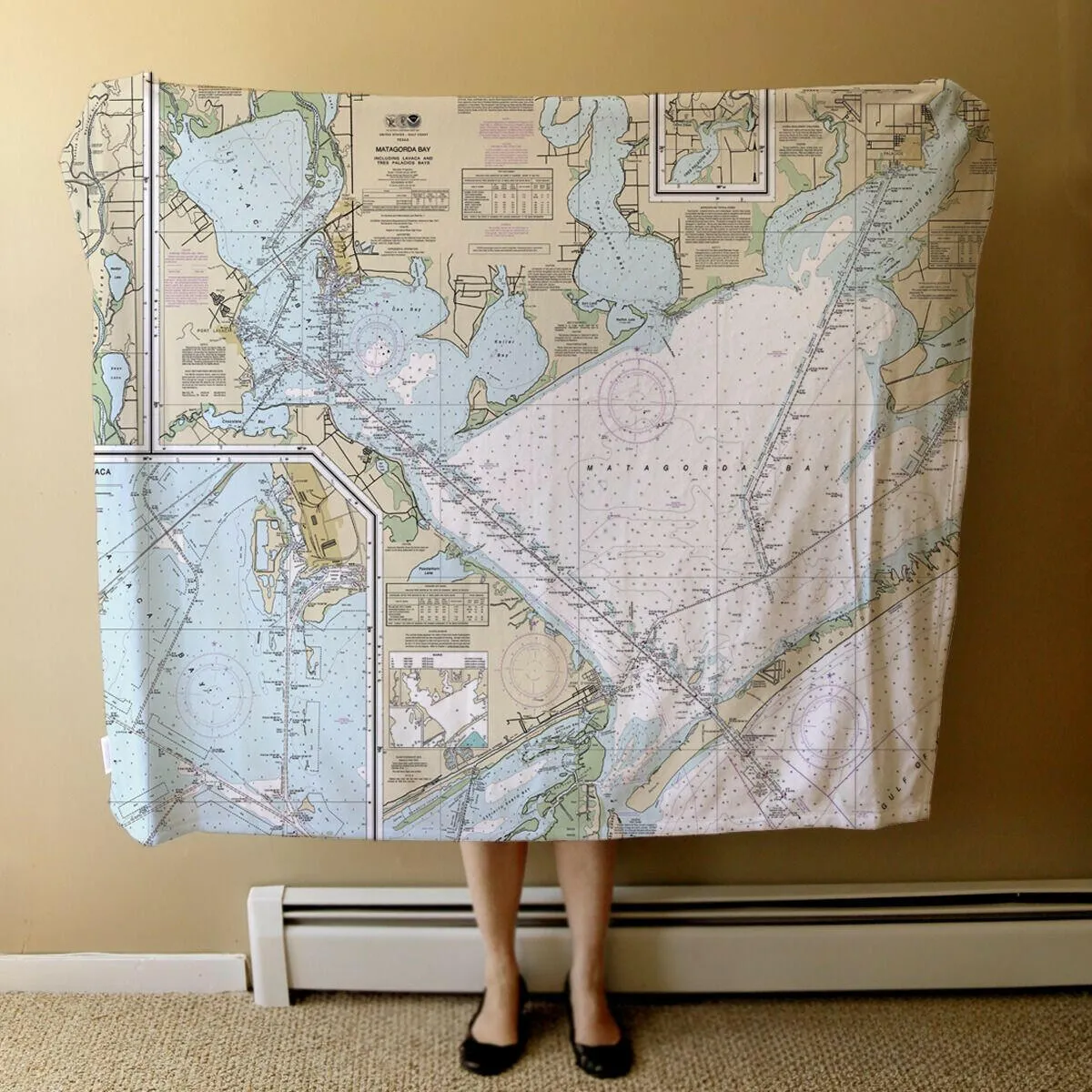 Nautical Chart Blankets, Texas Coastal Maps