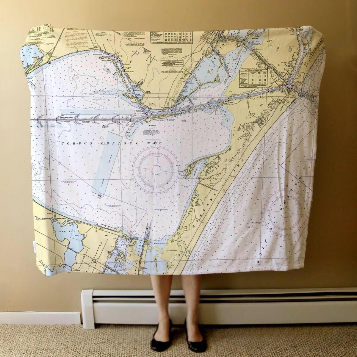 Nautical Chart Blankets, Texas Coastal Maps