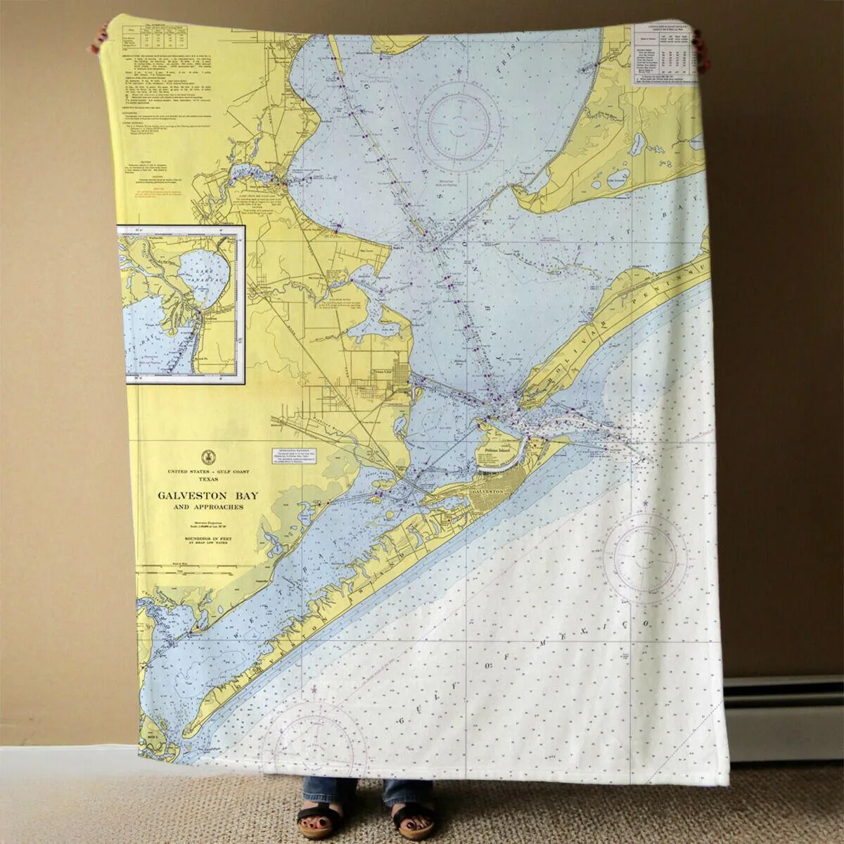 Nautical Chart Blankets, Texas Coastal Maps