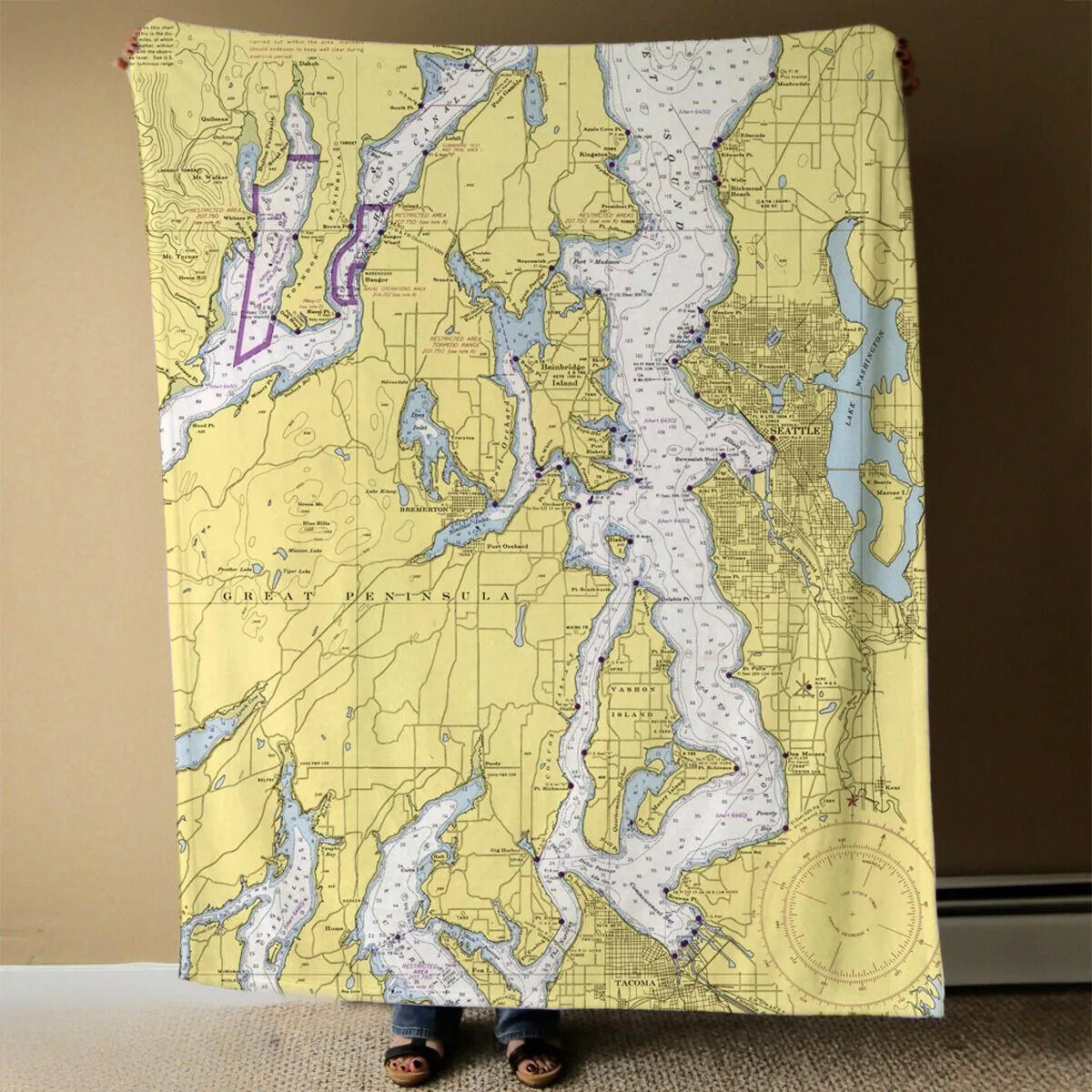 Nautical Chart Blankets, Washington Coastal Maps