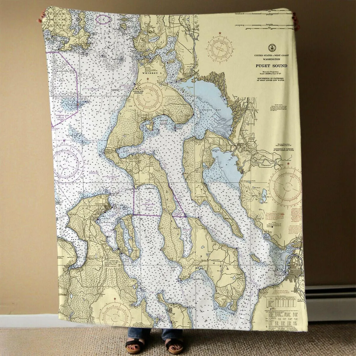 Nautical Chart Blankets, Washington Coastal Maps