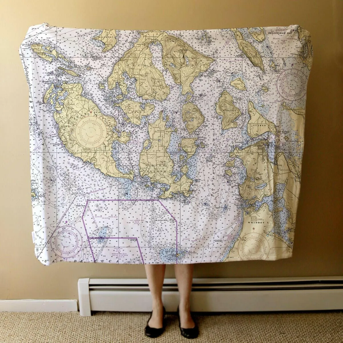 Nautical Chart Blankets, Washington Coastal Maps