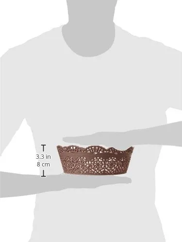 Nayasa Lacy Plastic Round 3 Piece Basket Set, Beige, Peach and Chocolate