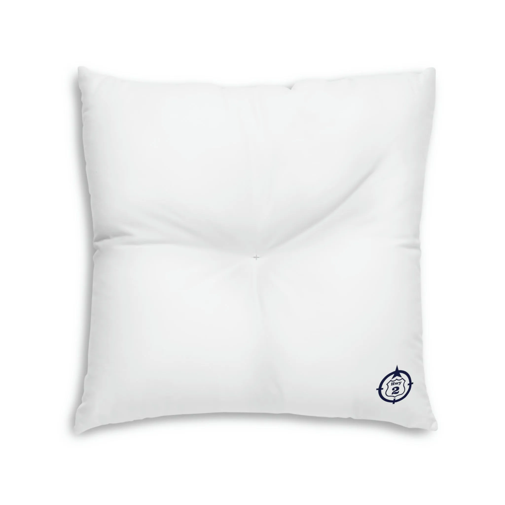 North of Hwy 2 - WHITE - Tufted Floor Pillow, Square
