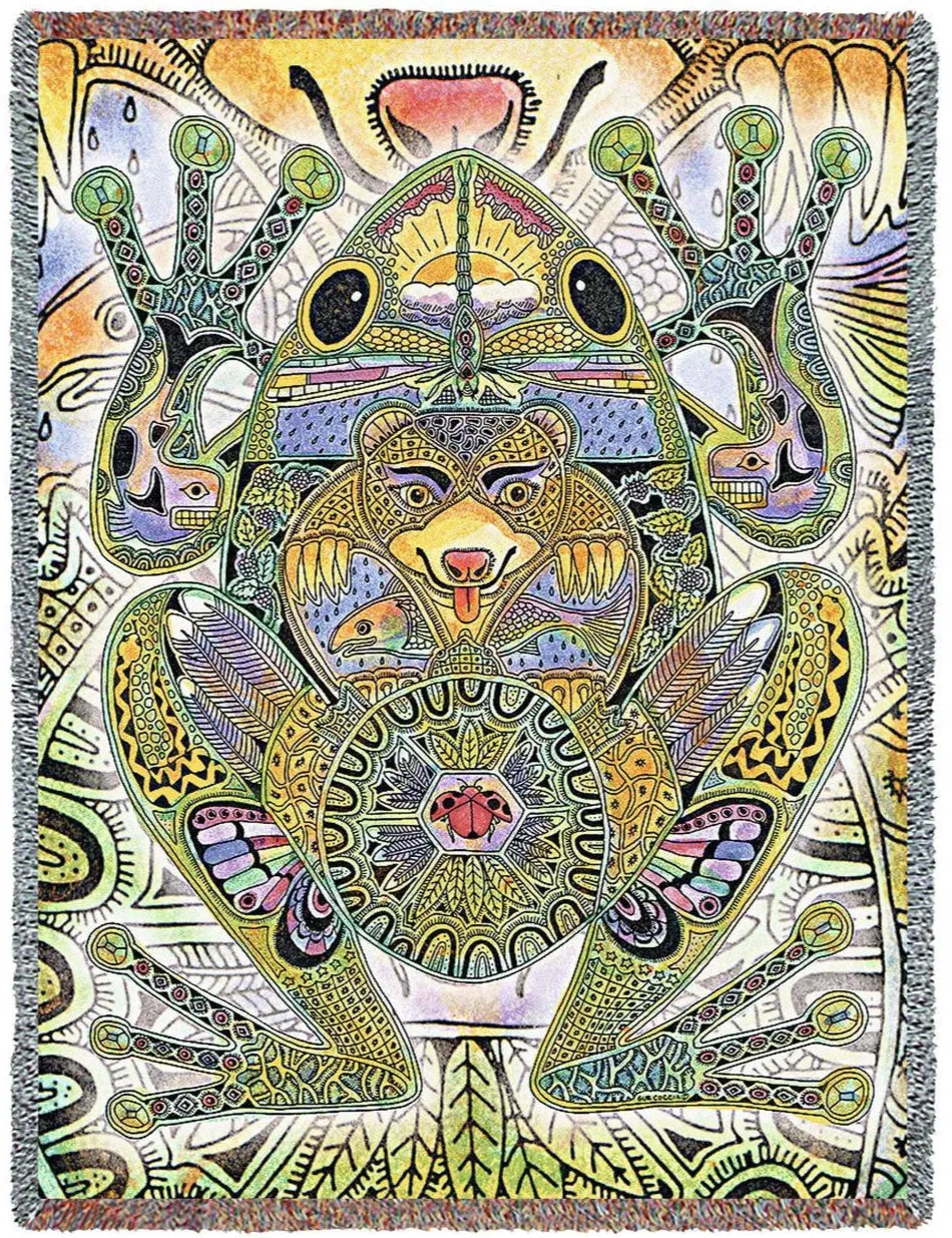 Northwest Frog Woven Throw Blanket by Sue Coccia© - Native American