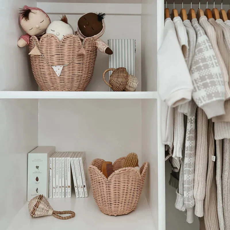 Olli Ella - Rattan Lily Basket Set - Seashell Pink