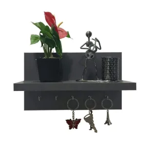 Omega 6 Key Holder Hooks with Shelf, Slate Grey