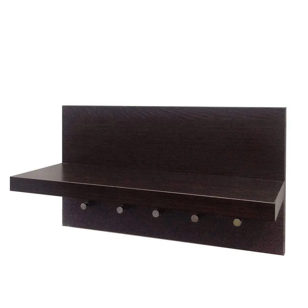 Omega 6 (NEO) Decor Shelf with Key Hooks, Wenge