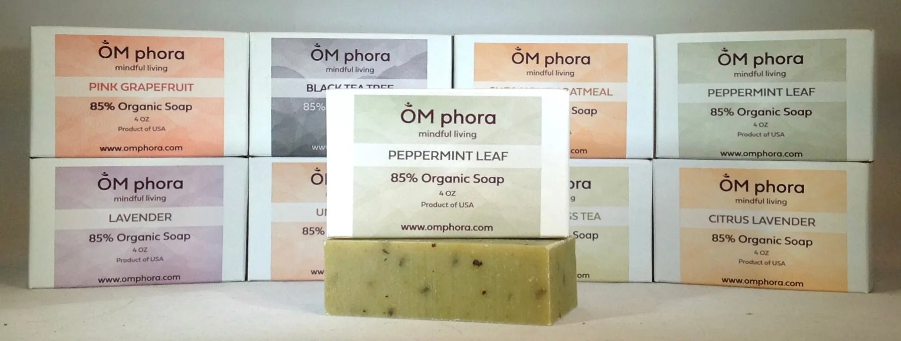 OMphora Soap - 4oz bars - multiple scents - 85% Organic