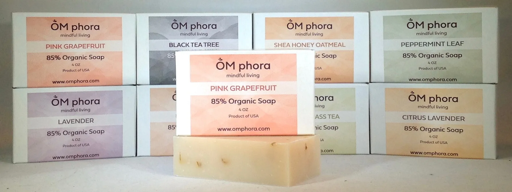 OMphora Soap - 4oz bars - multiple scents - 85% Organic