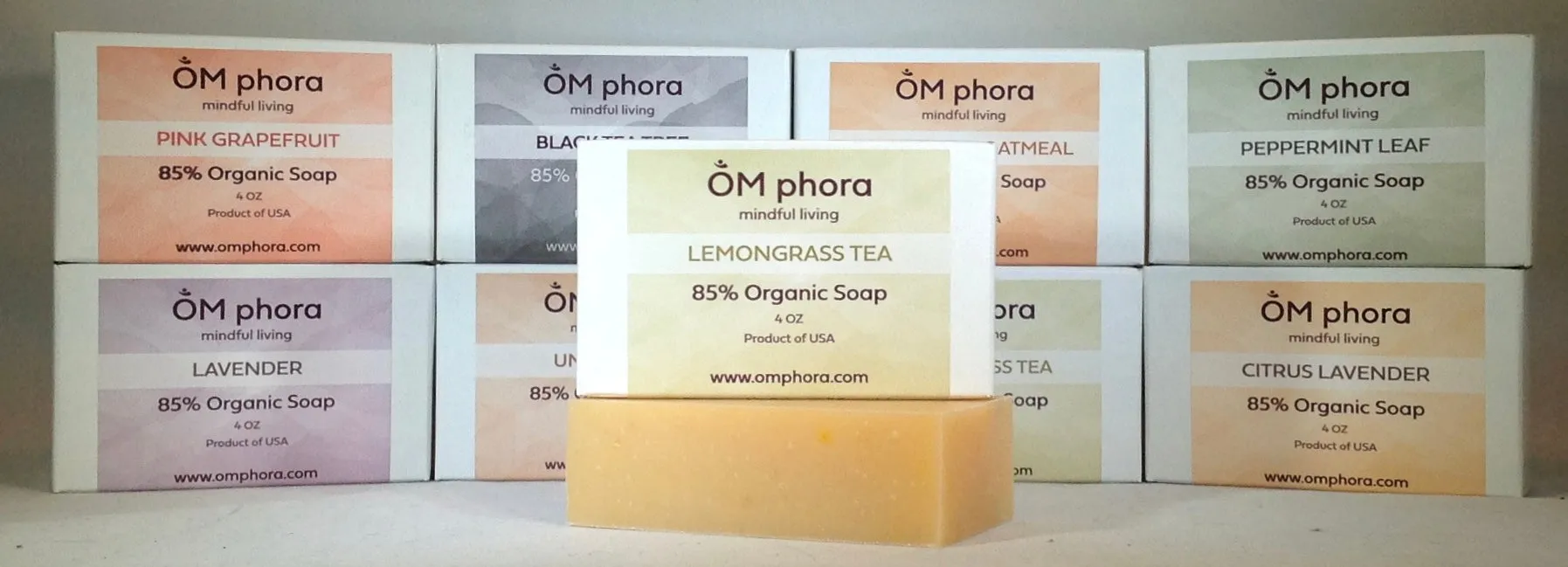 OMphora Soap - 4oz bars - multiple scents - 85% Organic