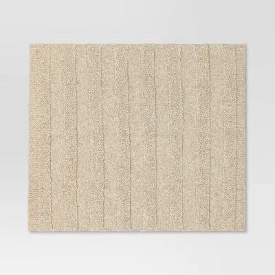 Open Box - Cozy Bubble Knit Striped Throw Blanket Neutral - Threshold