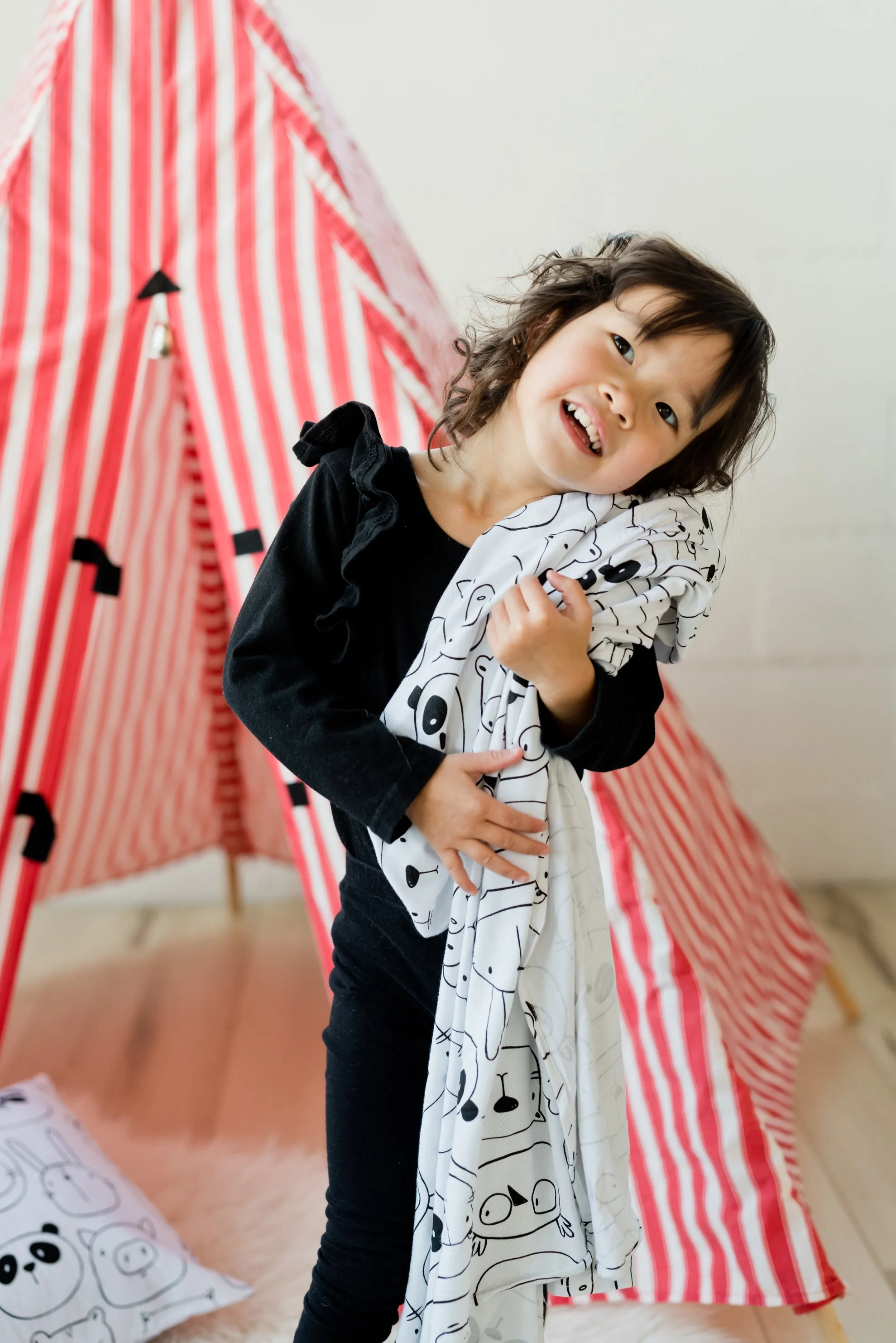 Premium Knit Rayon Bamboo Swaddle Blanket – Monochrome Animals