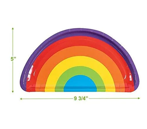 Rainbow Party Supplies - Plates, Beverage Napkins, and Table Covers (Serves 16)