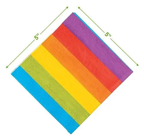 Rainbow Party Supplies - Plates, Beverage Napkins, and Table Covers (Serves 16)