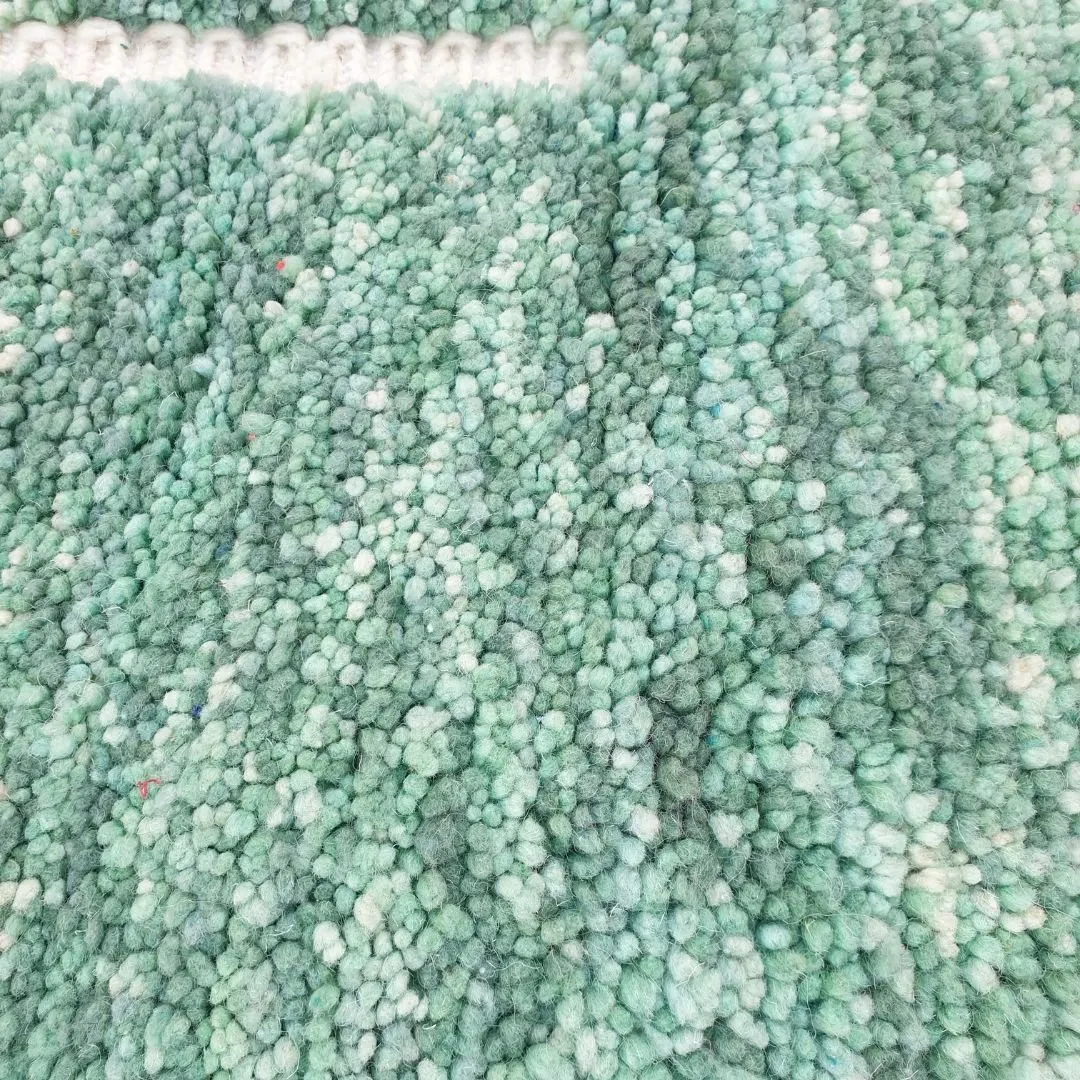 Rbata | Green Beni Ourain 6x9 Moroccan Rug Ultra Soft | Handmade Berber Wool Carpet | 6'89x9'71 Ft | 210x296 cm