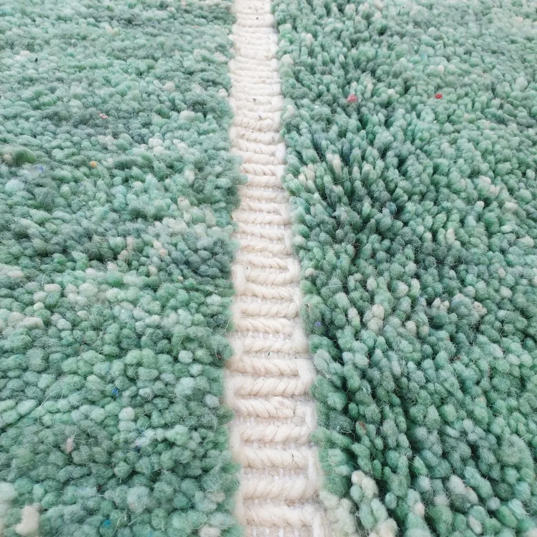 Rbata | Green Beni Ourain 6x9 Moroccan Rug Ultra Soft | Handmade Berber Wool Carpet | 6'89x9'71 Ft | 210x296 cm
