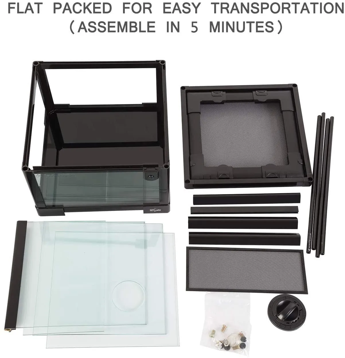 REPTI ZOO 10 Gallon 12" x 12" x 18" Full Glass Reptile Terrarium, Top Screen Ventilation & Feeding RK0102NS