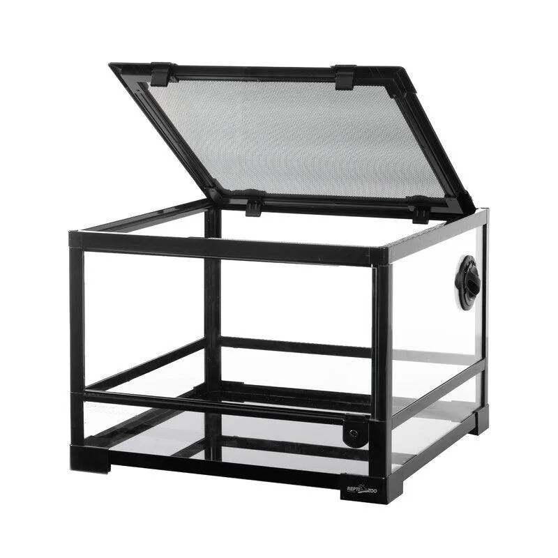 REPTI ZOO 25 Gallon 18" X 18" X 13" Reptile Terrarium, Upgrade Glass Front Opening Terrarium(Knock-Down) RK0116S