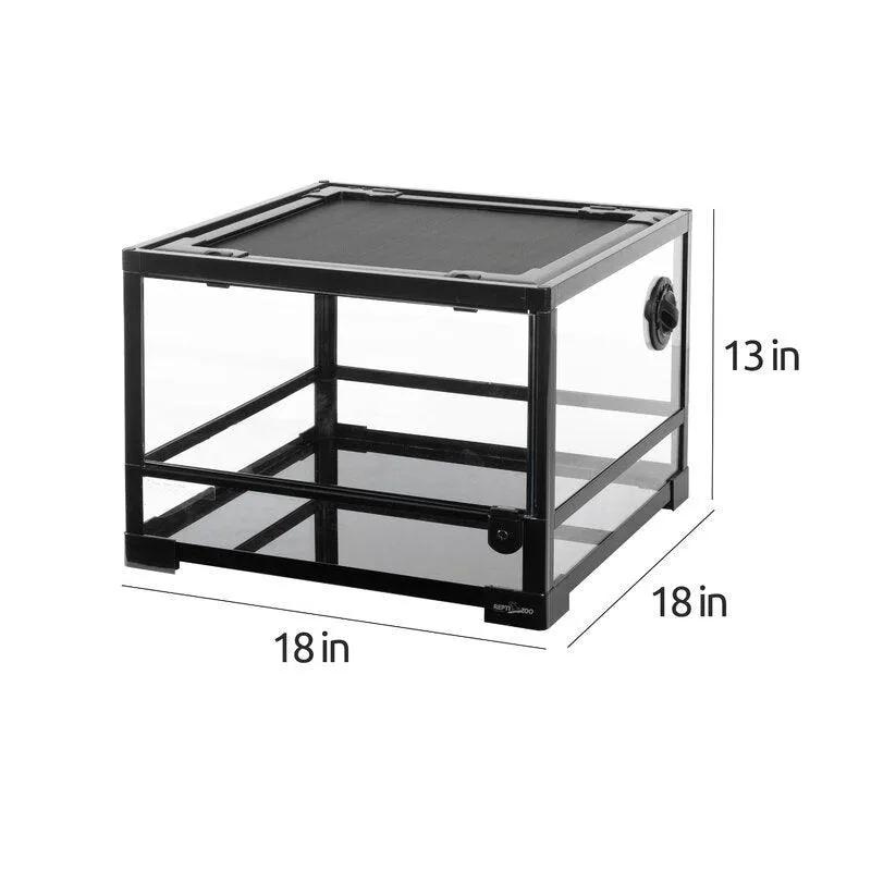 REPTI ZOO 25 Gallon 18" X 18" X 13" Reptile Terrarium, Upgrade Glass Front Opening Terrarium(Knock-Down) RK0116S