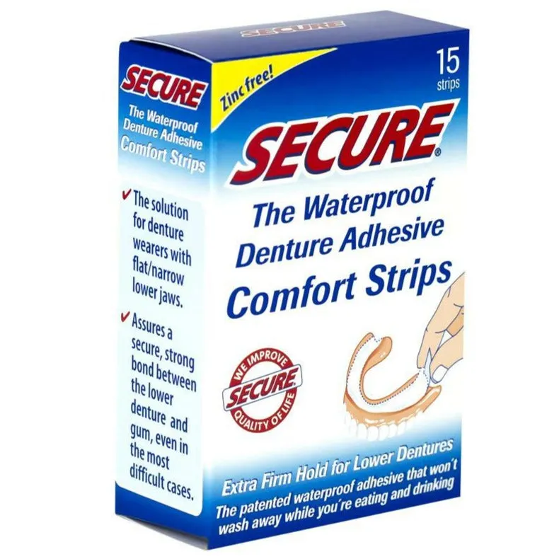 Secure® Denture Adhesive Comfort Strip, 15 Count
