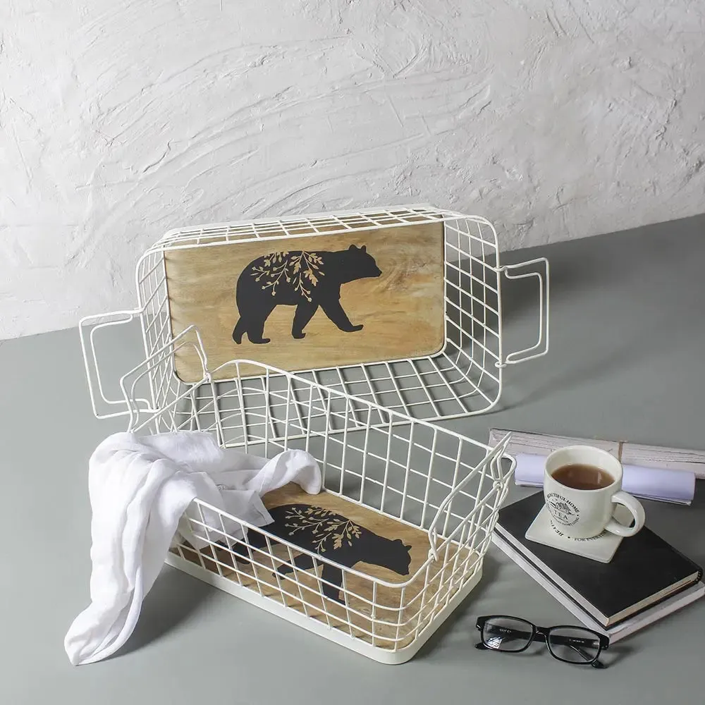 Set of 2 Simba  White Baskets