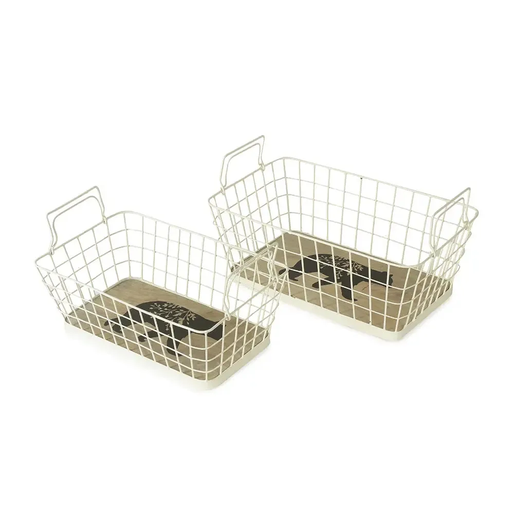 Set of 2 Simba  White Baskets