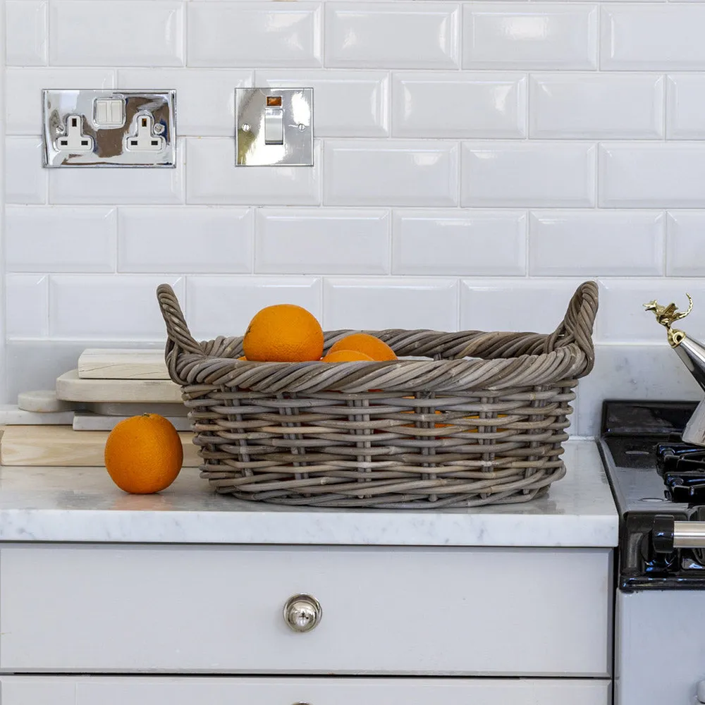Shallow Round Kubu Rattan Storage Basket