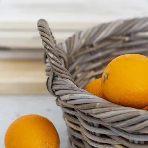 Shallow Round Kubu Rattan Storage Basket