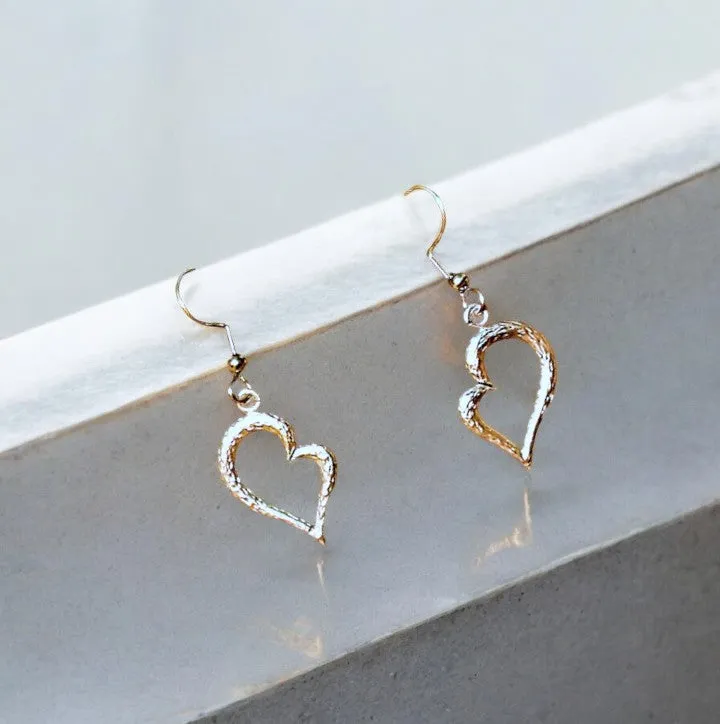 Silver Art Deco Heart dangle earrings
