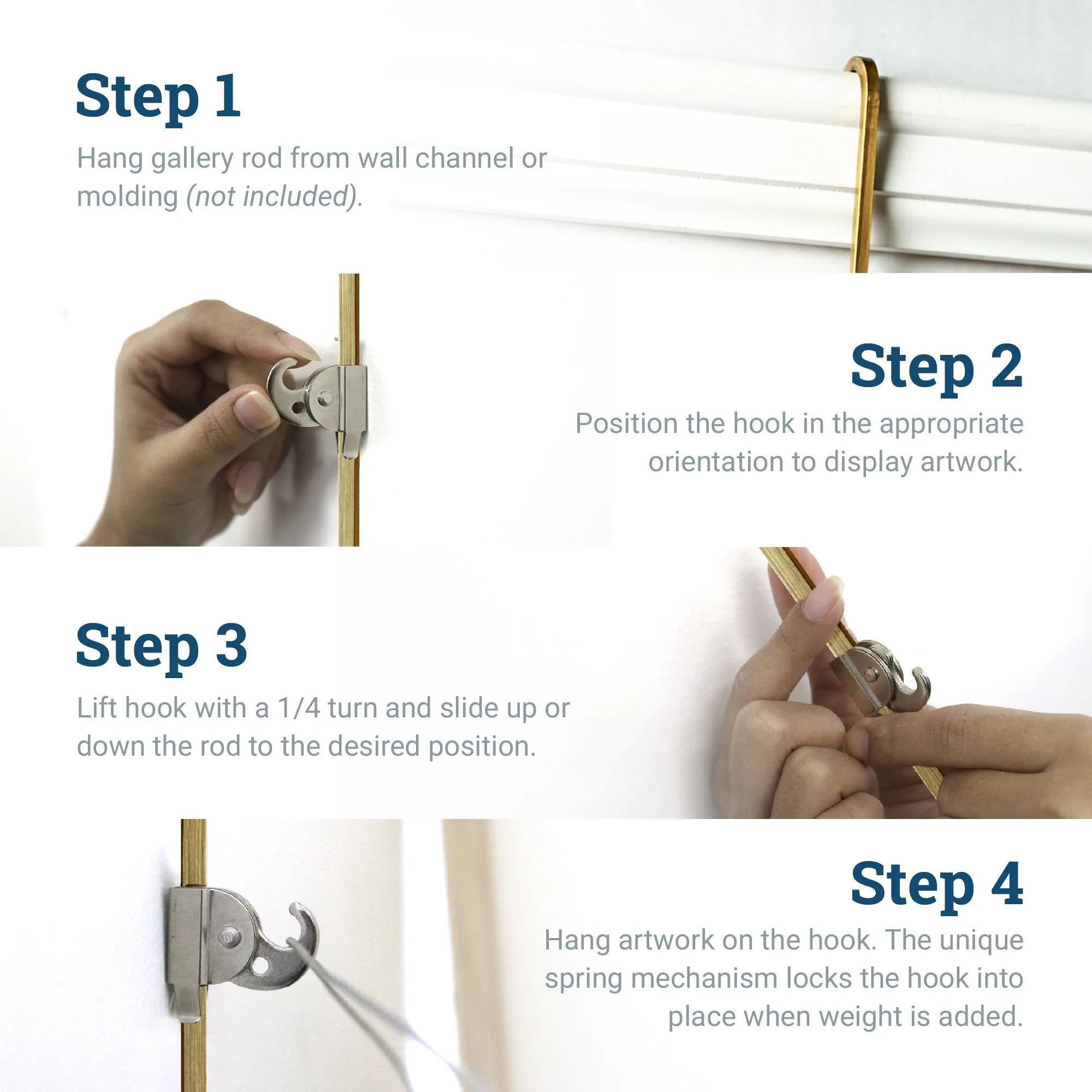 Silver Monkey Hanger - Gallery Rod Adjustable Hook