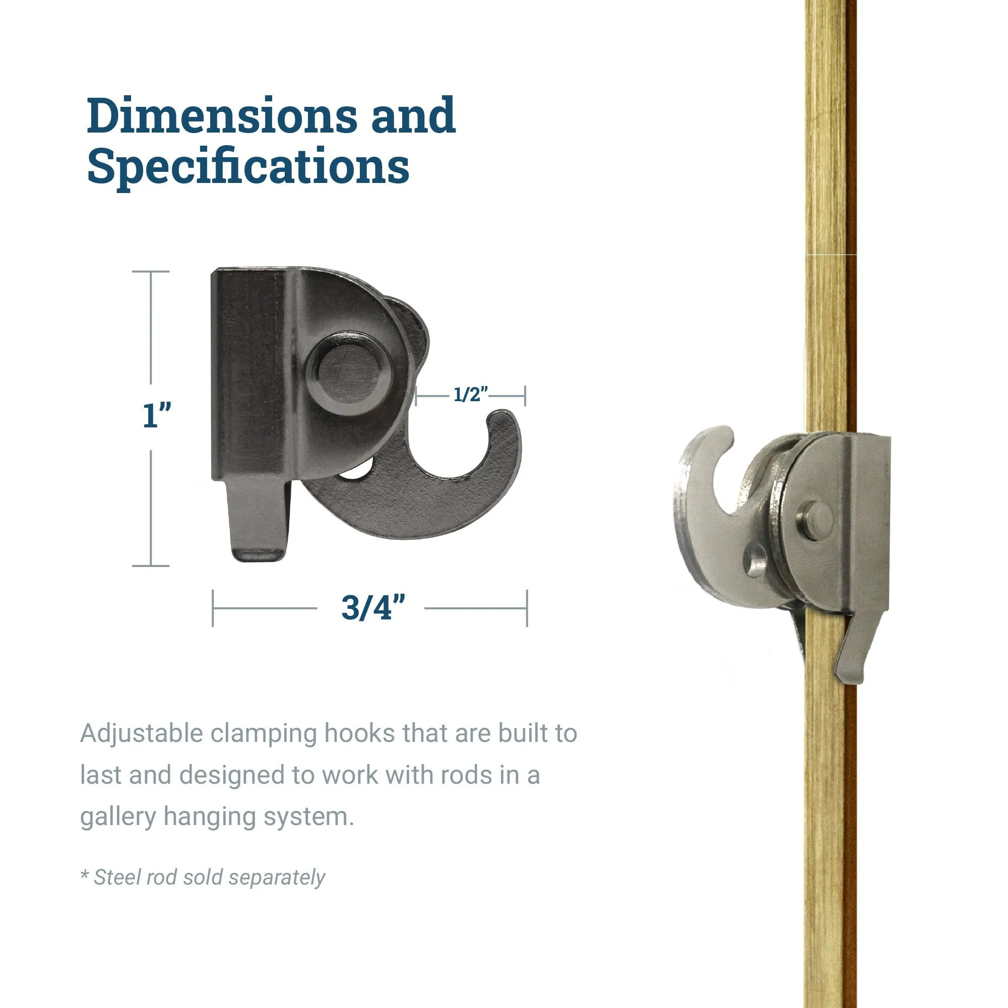 Silver Monkey Hanger - Gallery Rod Adjustable Hook