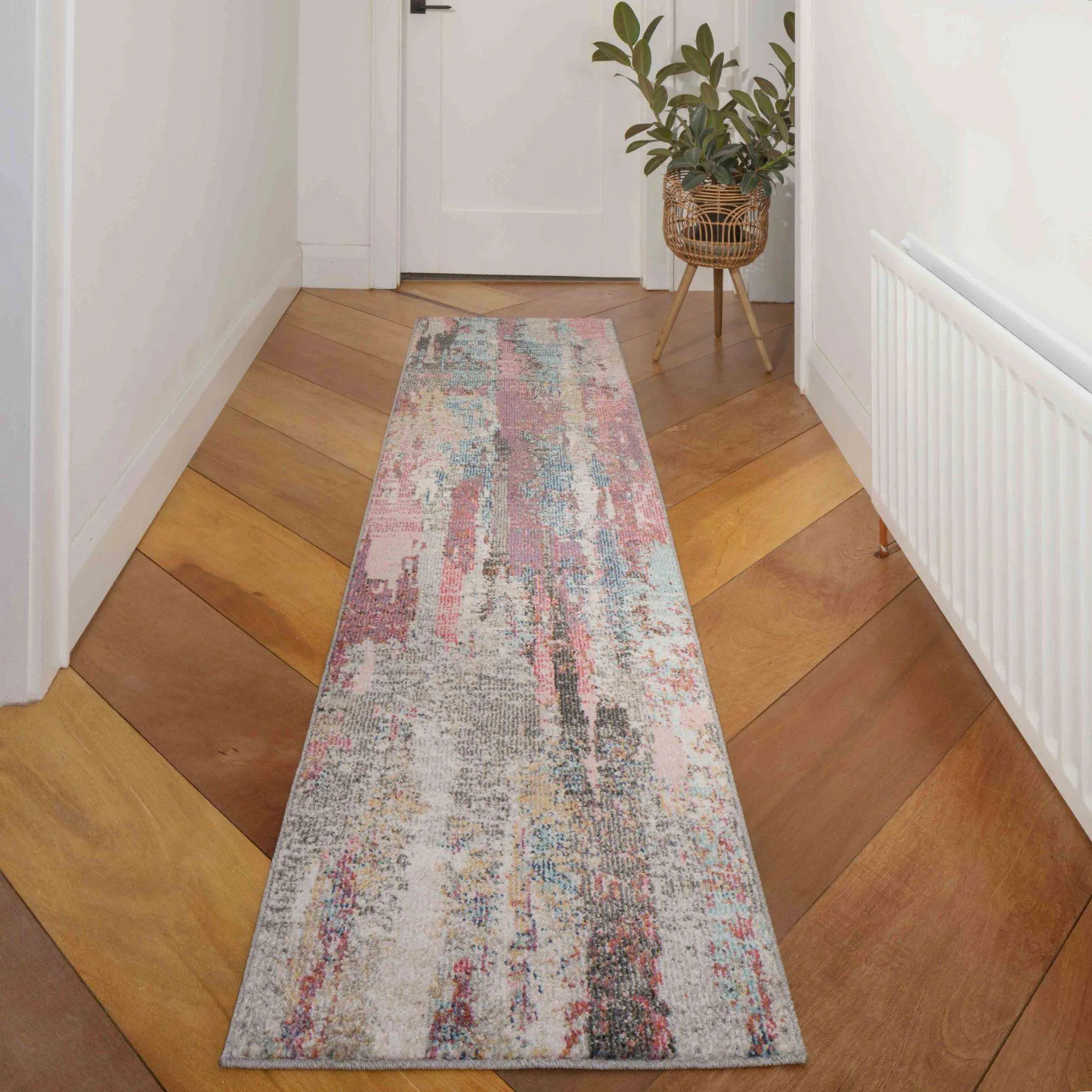 Soft Abstract Distressed Pink Living Room Rug - Wild