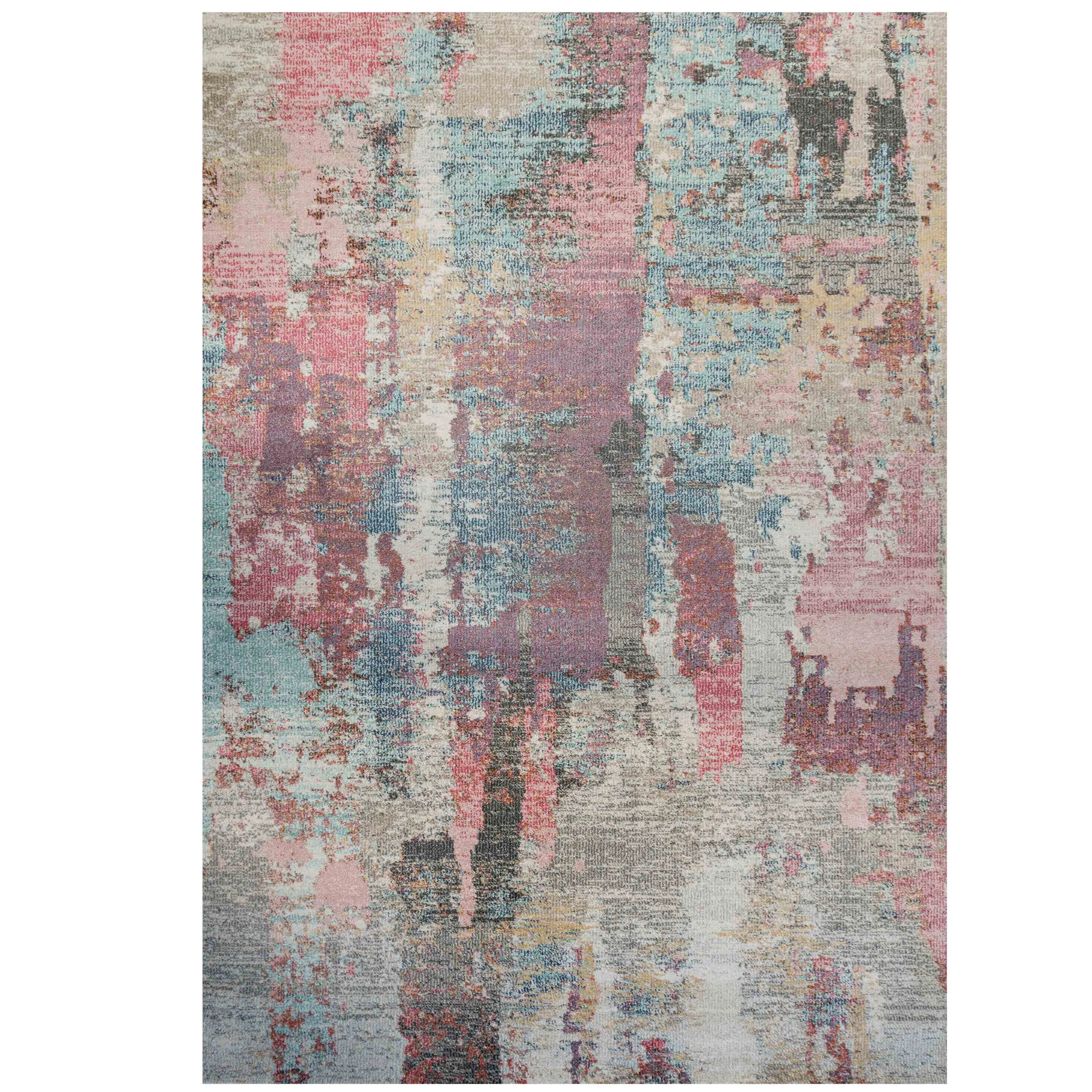 Soft Abstract Distressed Pink Living Room Rug - Wild