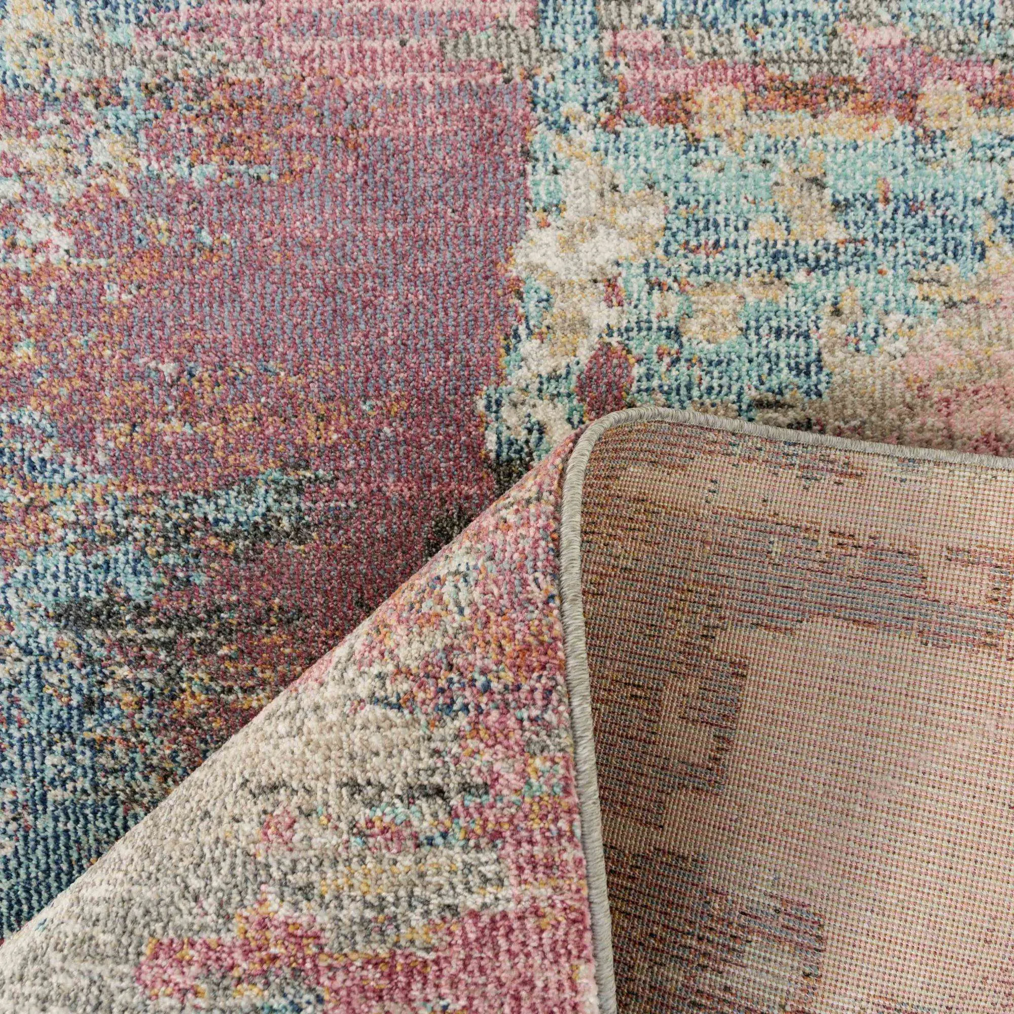 Soft Abstract Distressed Pink Living Room Rug - Wild