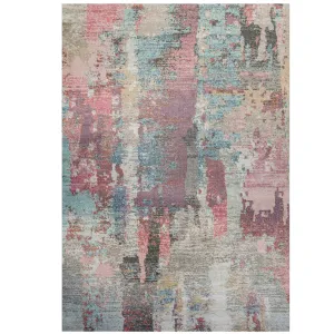 Soft Abstract Distressed Pink Living Room Rug - Wild