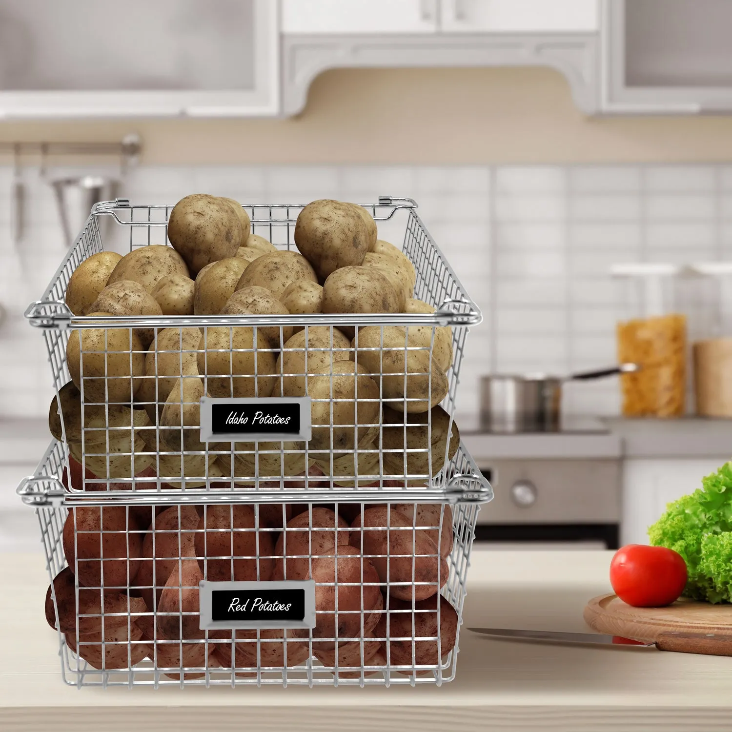 Stackable Farmhouse Wire Basket Bins