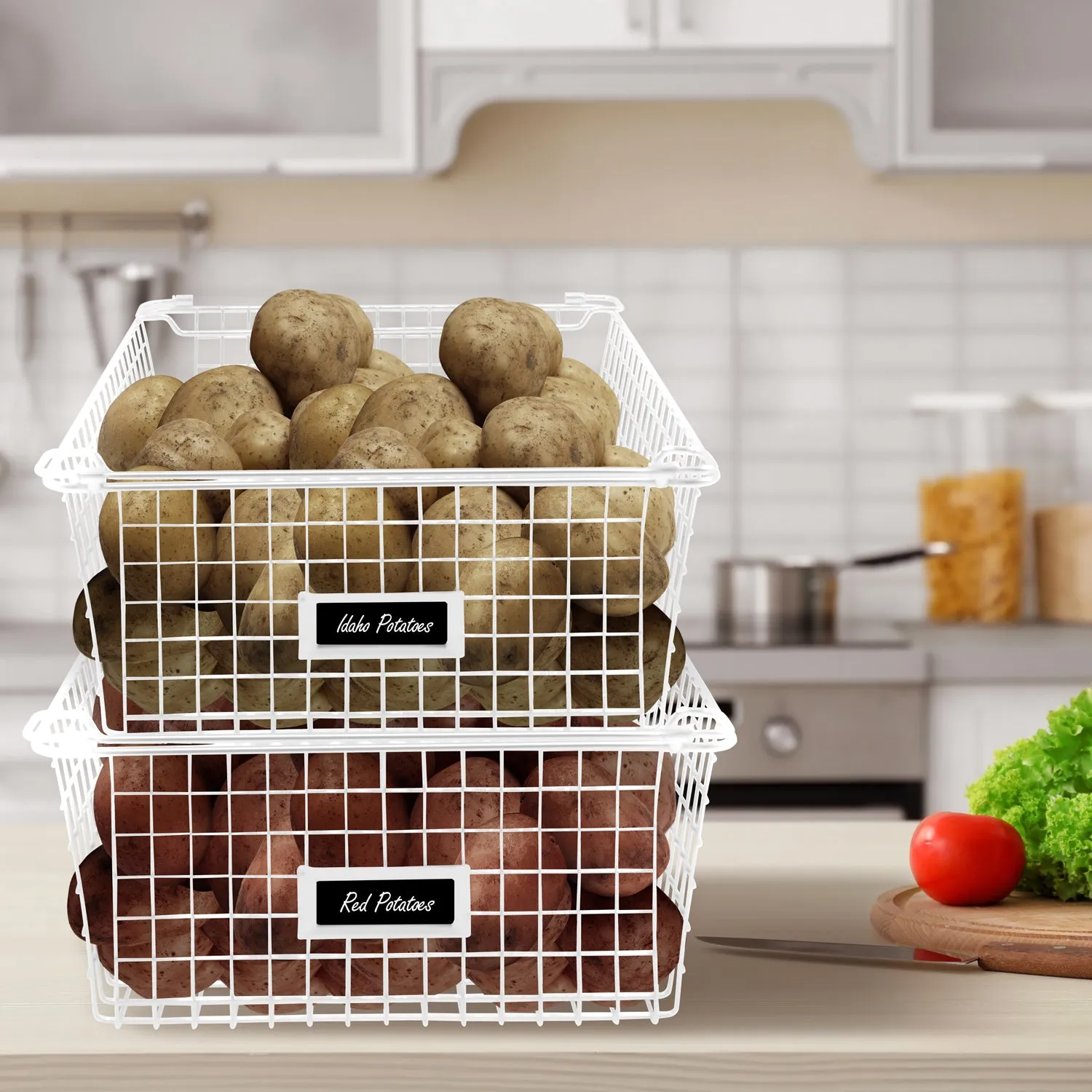 Stackable Farmhouse Wire Basket Bins