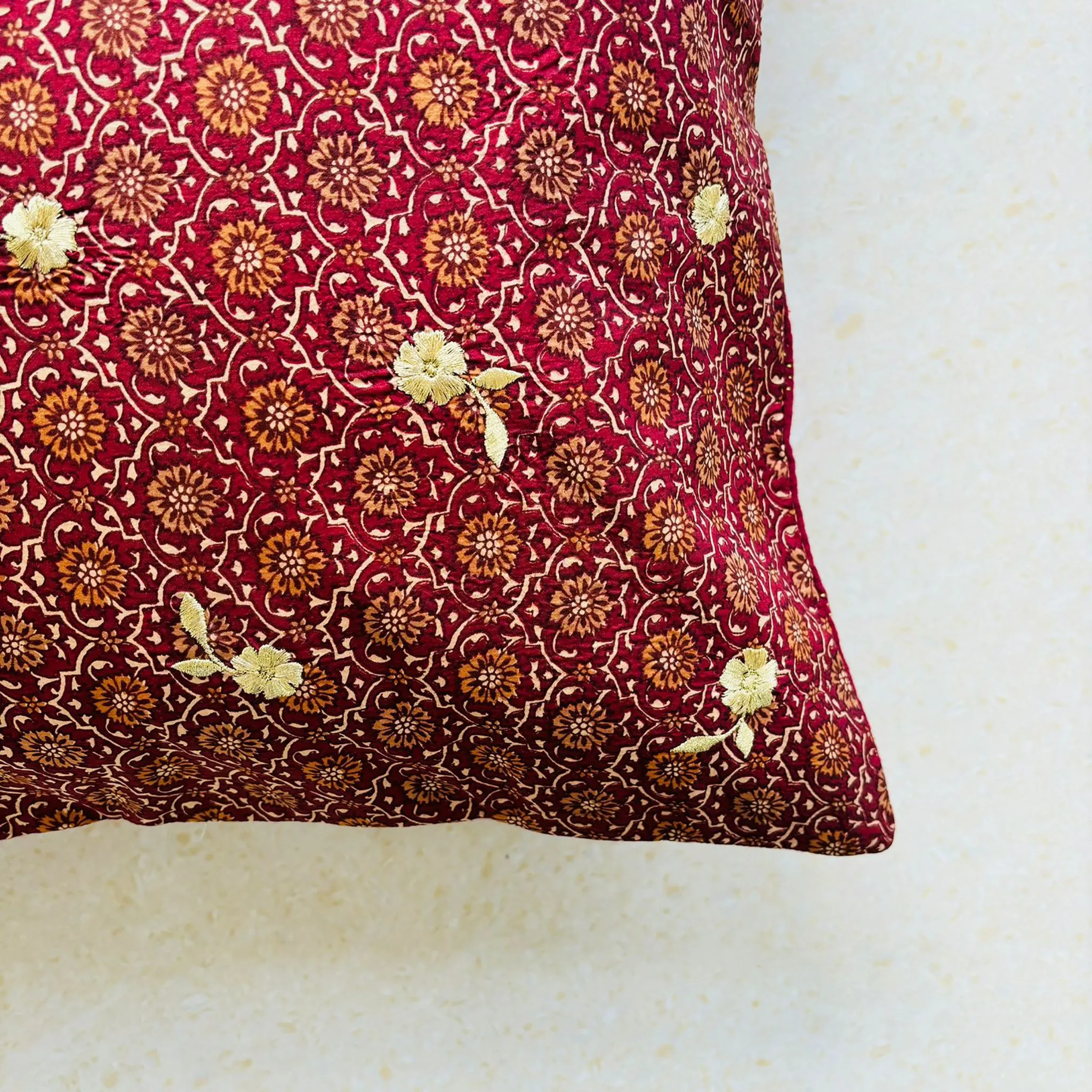 Sundar Embroidery Silk Cushion - 003