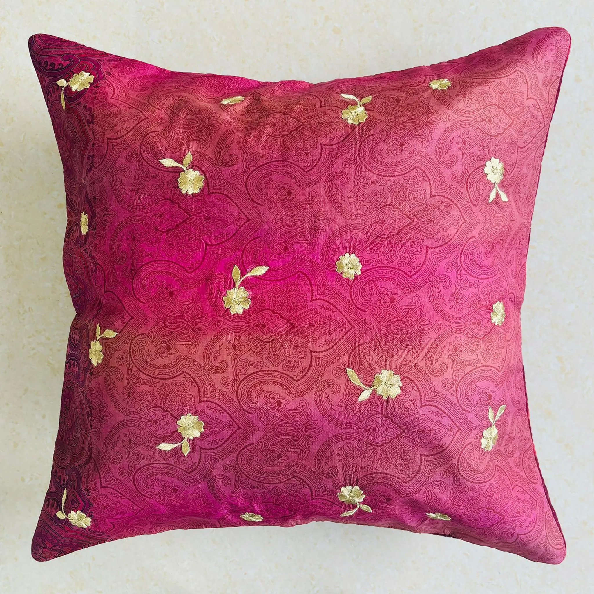 Sundar Embroidery Silk Cushion- 006