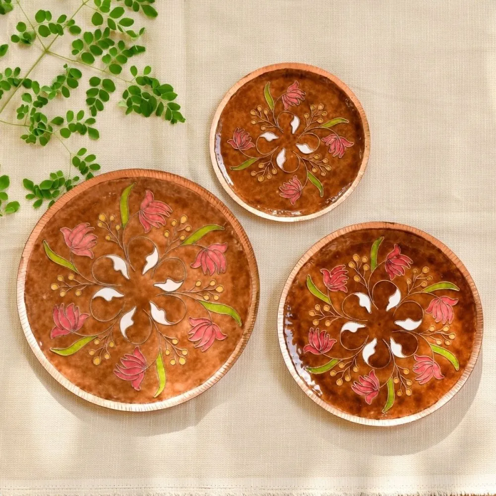 Swirling Lotus Brown Decorative Copper Wallplate