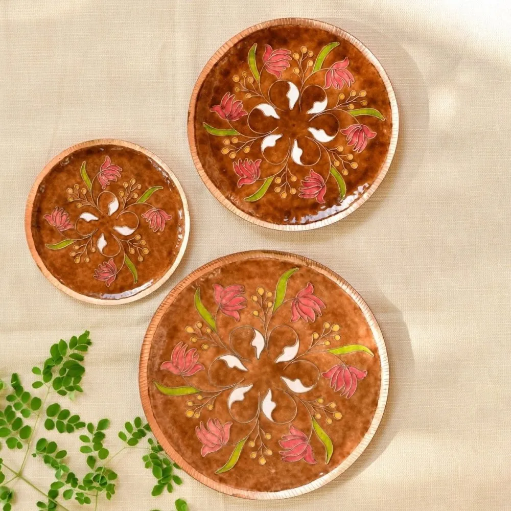 Swirling Lotus Brown Decorative Copper Wallplate