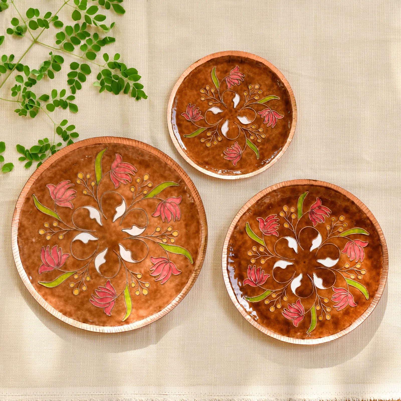 Swirling Lotus Brown Decorative Copper Wallplate