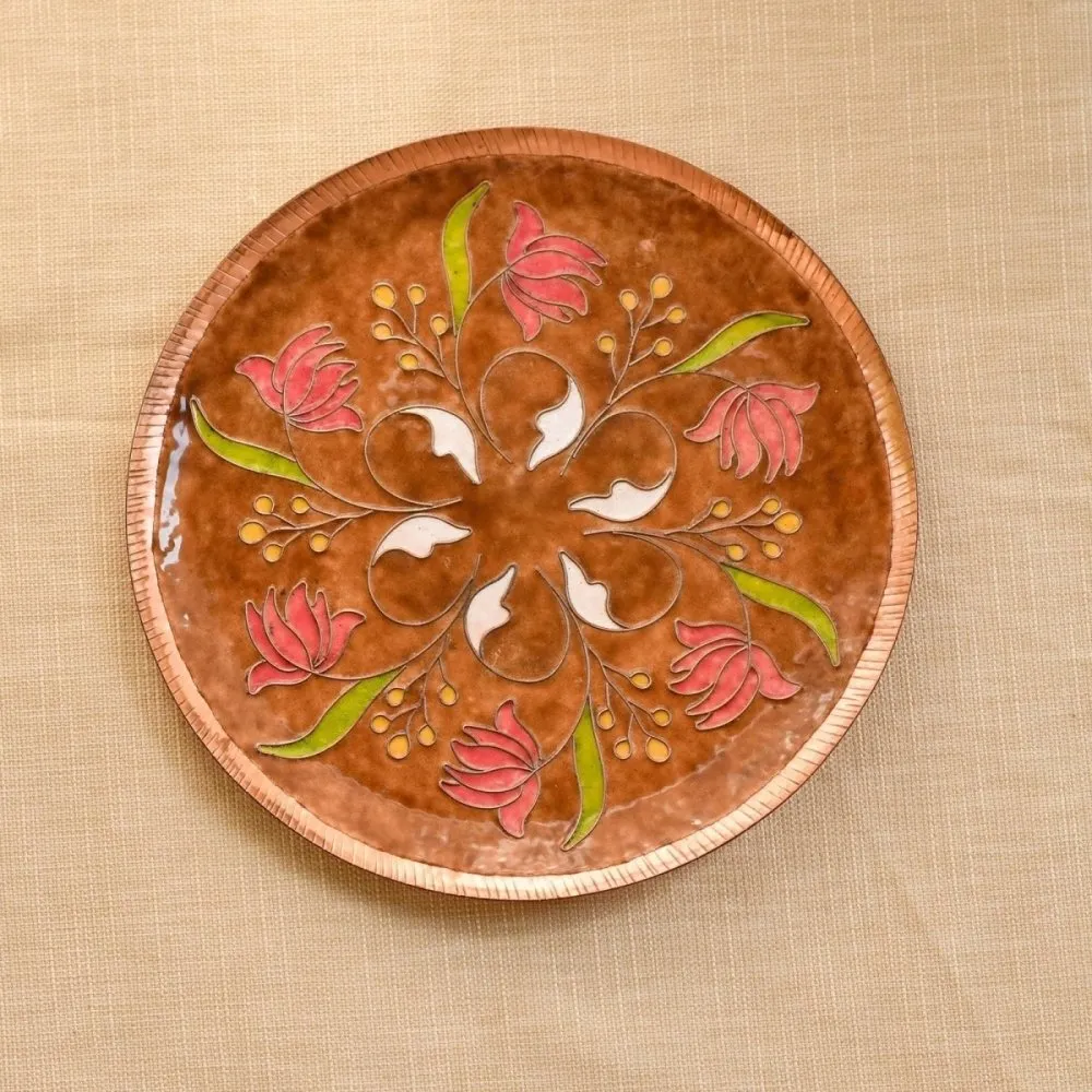 Swirling Lotus Brown Decorative Copper Wallplate
