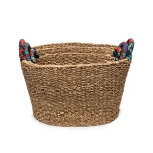 Tall Chindi Handle Baskets Set of 3 Graduated